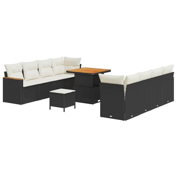 vidaXL Havesofa Sæt 11 pcs Sort polyrattan