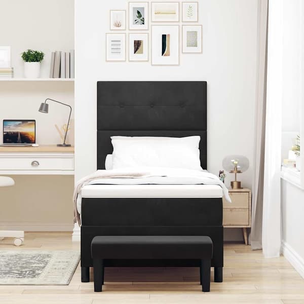 vidaXL Box spring seng med madras Sort 80 x 200 cm Fløjl