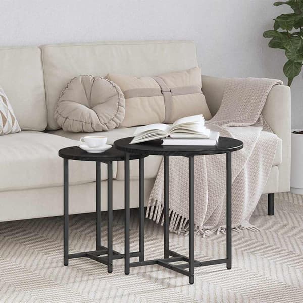vidaXL Sidebordssæt 2 pcs Sort eg