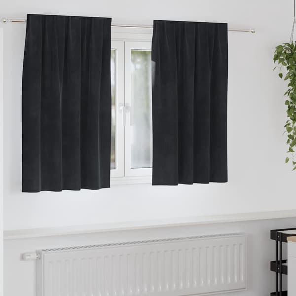 vidaXL Gardiner 2 stk. Sort 140 x 140 cm Fløjl