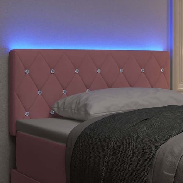 vidaXL LED sengegavl med LED -strimmellys Lyserød 100 cm Polyester