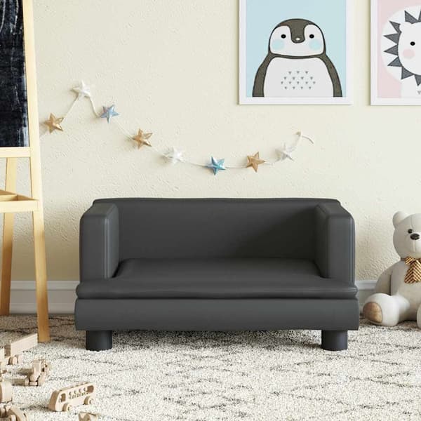 vidaXL sofa til børn 60x40x30 cm kunstlæder sort
