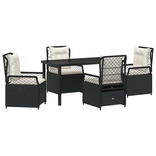 vidaXL Have Spisebordssæt 5 pcs Sort polyrattan