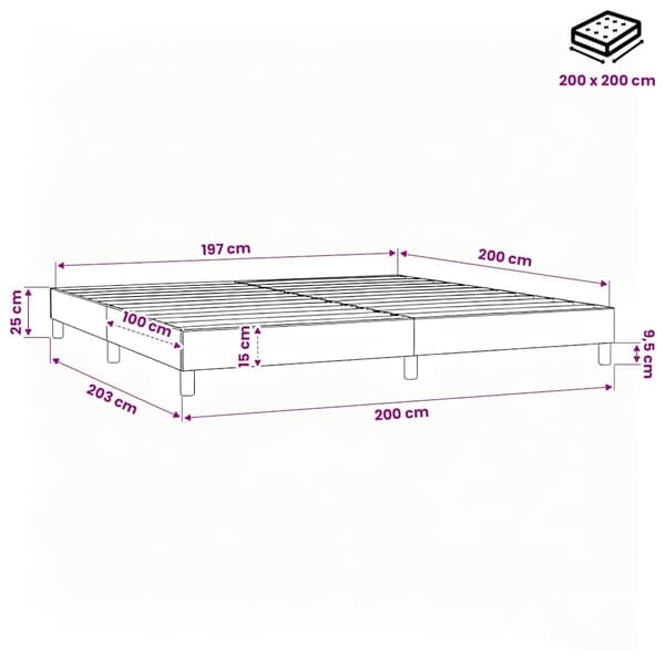 vidaXL Boxspring sengeramme 200x200 cm stof blå
