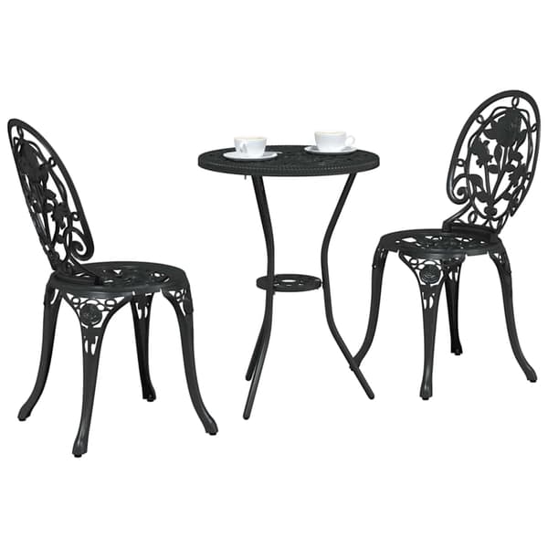 vidaXL Have Bistro Sæt 3 pcs Sort Aluminium