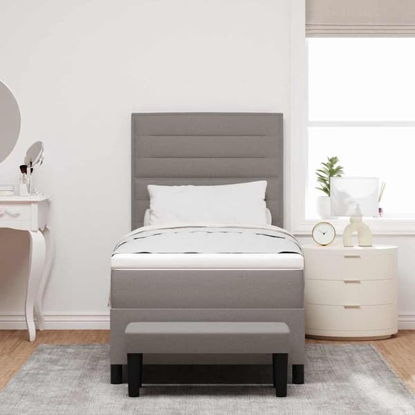 vidaXL Box spring seng med madras Gråbrun 90 x 200 cm Stof