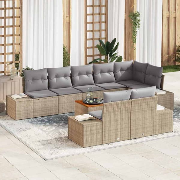 vidaXL Havesofa Sæt 9 pcs beige og lysegrå
