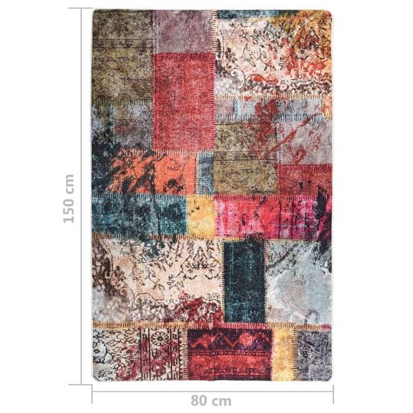 vidaXL gulvtæppe 80x150 cm skridsikkert og vaskbart patchworkdesign