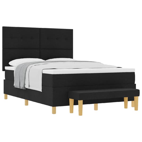 vidaXL Box spring seng med madras Sort 140 x 200 cm Stof
