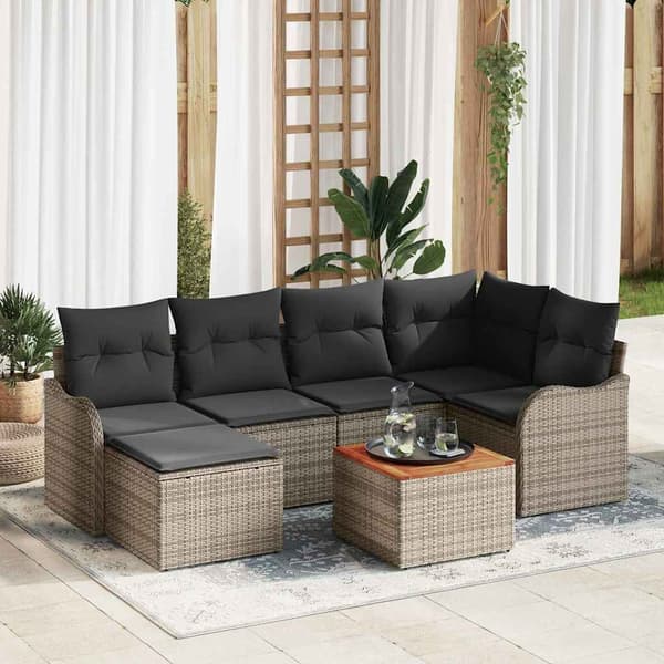 vidaXL Havesofa Sæt 7 pcs Grå