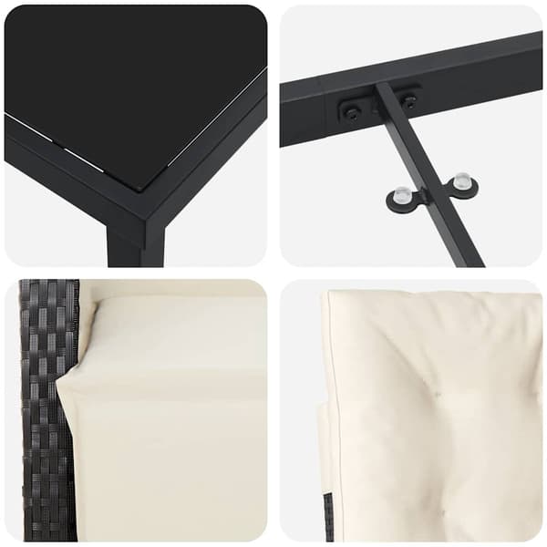 vidaXL Have Spisebordssæt 7 pcs Sort polyrattan