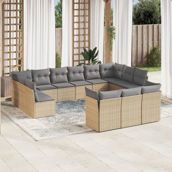 vidaXL sofasæt til haven 13 dele med hynder polyrattan beige
