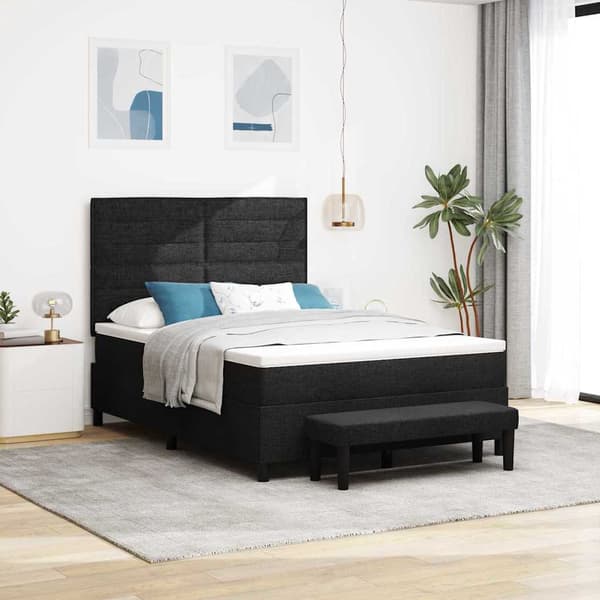 vidaXL Box spring seng med madras Sort 140 x 200 cm Stof
