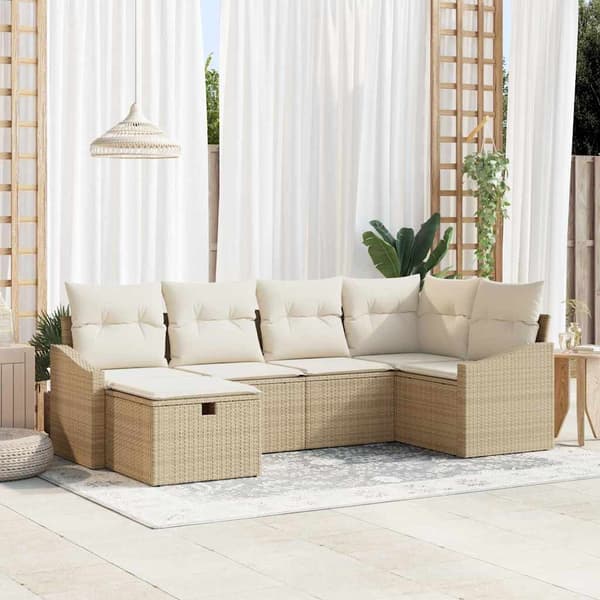 vidaXL Sofa Sæt med pude 7 pcs polyrattan