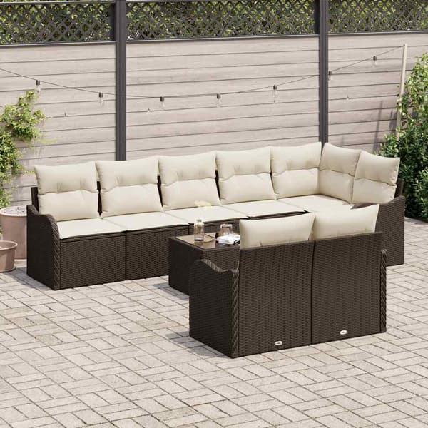 vidaXL Havesofasæt Brun polyrattan