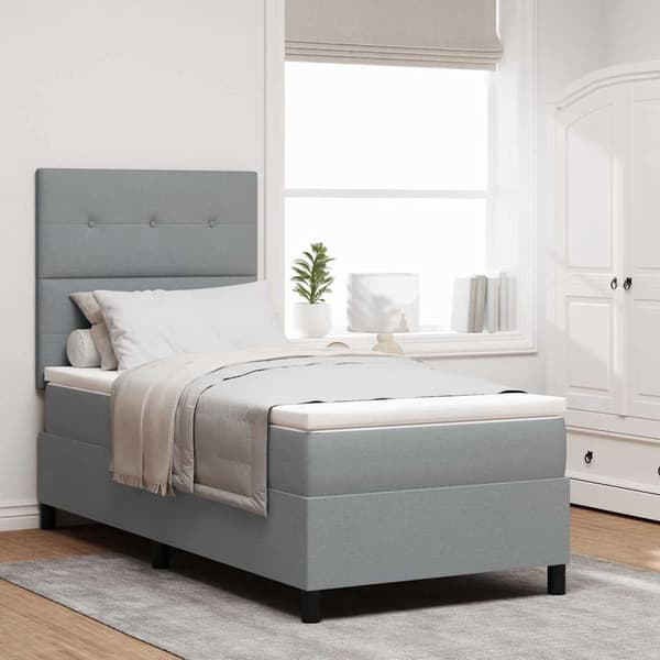 vidaXL Box spring seng med madras Lysegrå 80 x 200 cm Stof