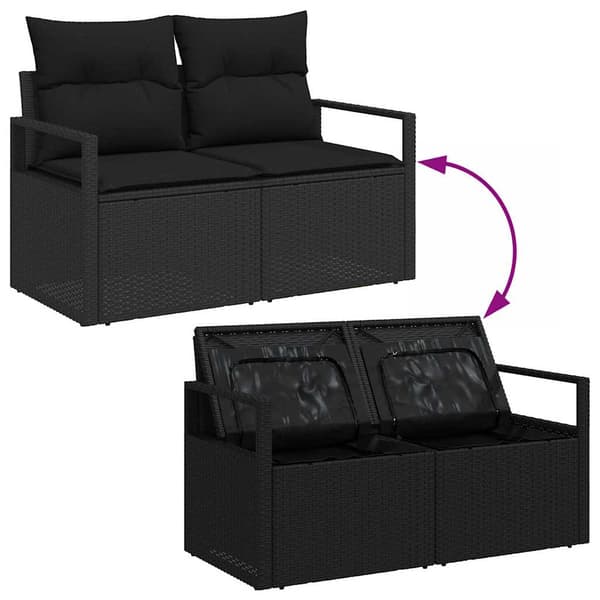 vidaXL Havesofa Sæt 7 pcs Sort