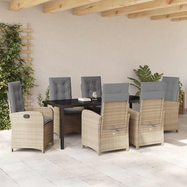 vidaXL Have Spisebordssæt 7 pcs Beige polyrattan
