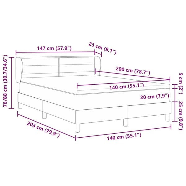 vidaXL Box spring seng med madras Sort 140 x 200 cm Stof