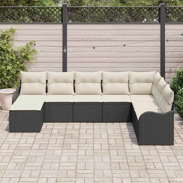 vidaXL Havesofa Sæt Sort polyrattan