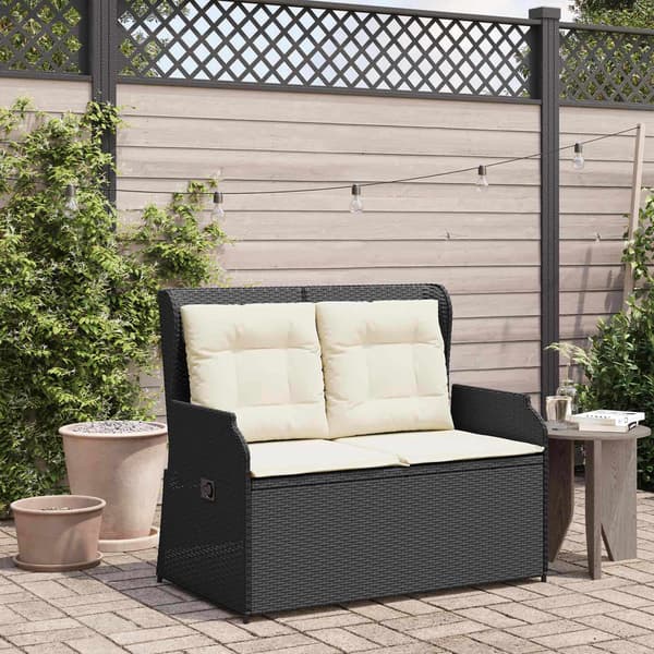 vidaXL Havebænk Sort polyrattan