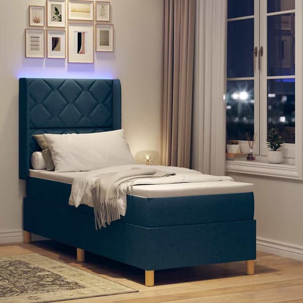 vidaXL Box spring seng med madras Blå 80 x 200 cm Stof