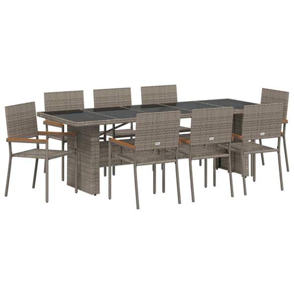 vidaXL Have Spisebordssæt 9 pcs Grå polyrattan