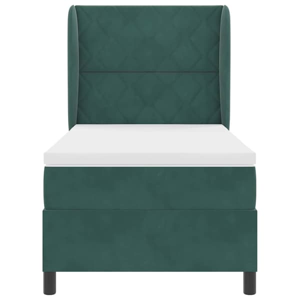 vidaXL Box spring seng med madras Mørkegrøn 200 x 90 cm Polyester