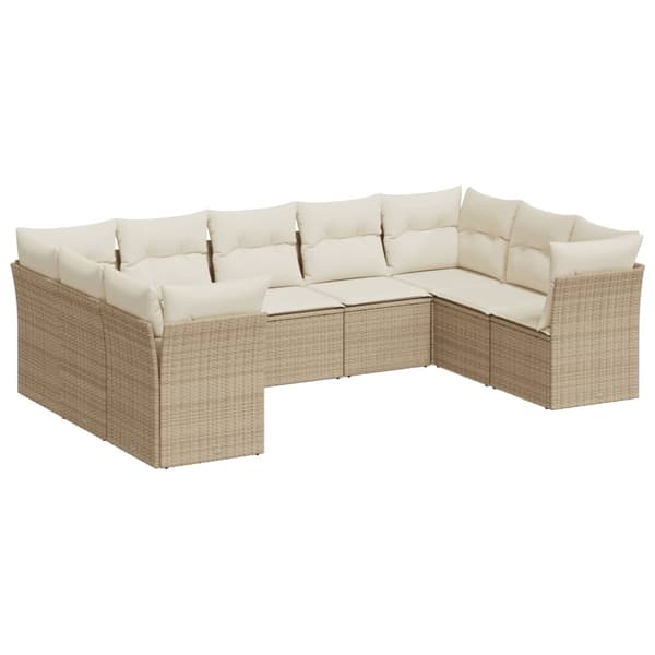 vidaXL sofasæt til haven 9 dele med hynder polyrattan beige