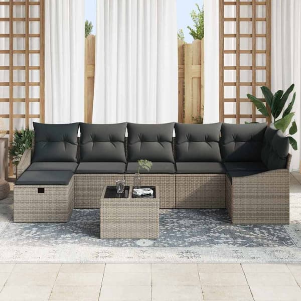 vidaXL Sofa Sæt med pude 8 pcs polyrattan