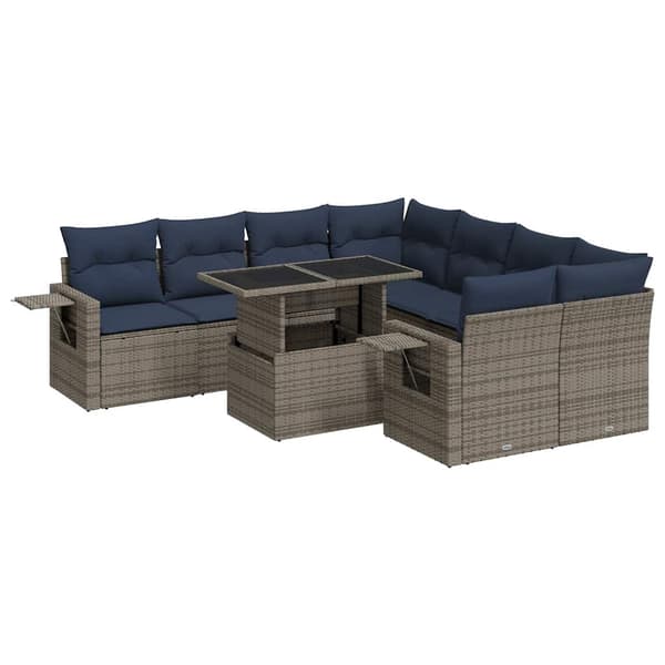 vidaXL sofasæt til haven 9 dele med hynder polyrattan akacietræ grå