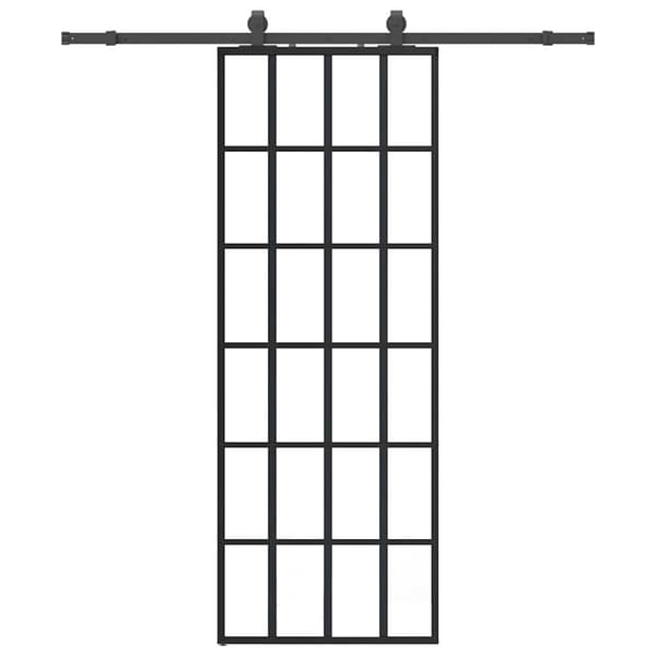 vidaXL Skydedør med monteringstilbehør sort 76x205 cm ESG-glas
