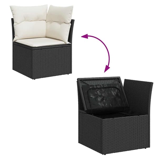 vidaXL sofasæt til haven 5 dele med hynder polyrattan akacietræ sort