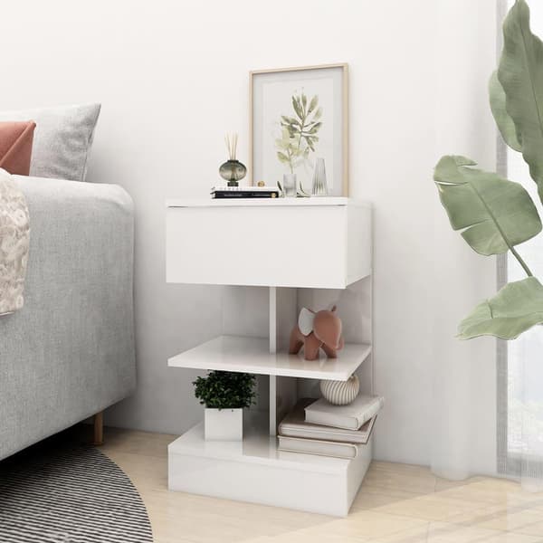 vidaXL sengeskab 40x35x65 cm spånplade hvid højglans