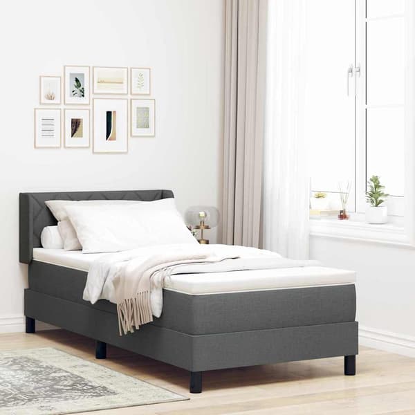 vidaXL Box spring seng med madras Mørkegrå 190 x 90 cm Polyester