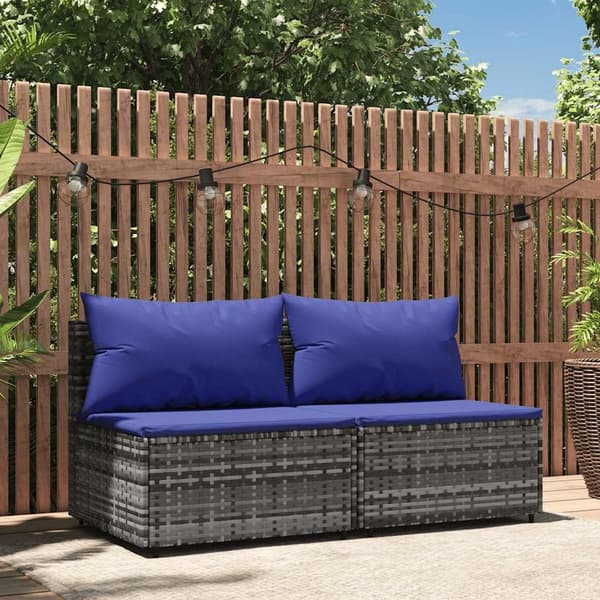 vidaXL midtermoduler til havesofa 2 stk. med hynder polyrattan grå