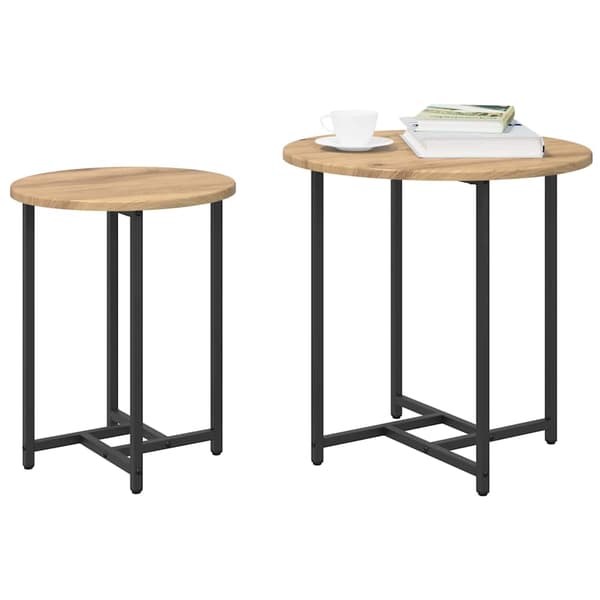 vidaXL Sidebordssæt 2 pcs Artisan egetræ og sort