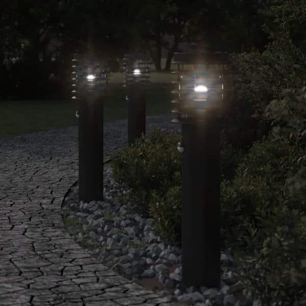 vidaXL udendørs standerlampe med sensor 60 cm rustfrit stål sort