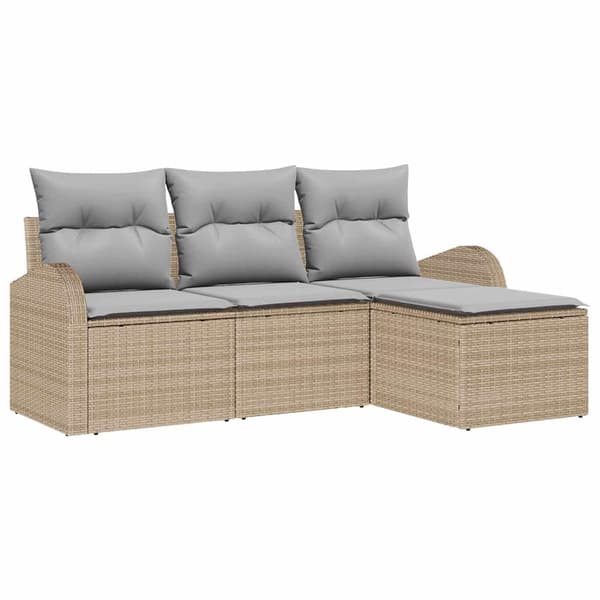 vidaXL Sofa Sæt med pude 4 pcs Beige og lys grå polyrattan