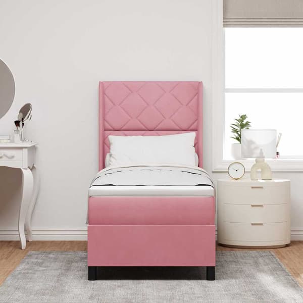 vidaXL Box spring seng med madras Lyserød 80 x 200 cm Fløjl