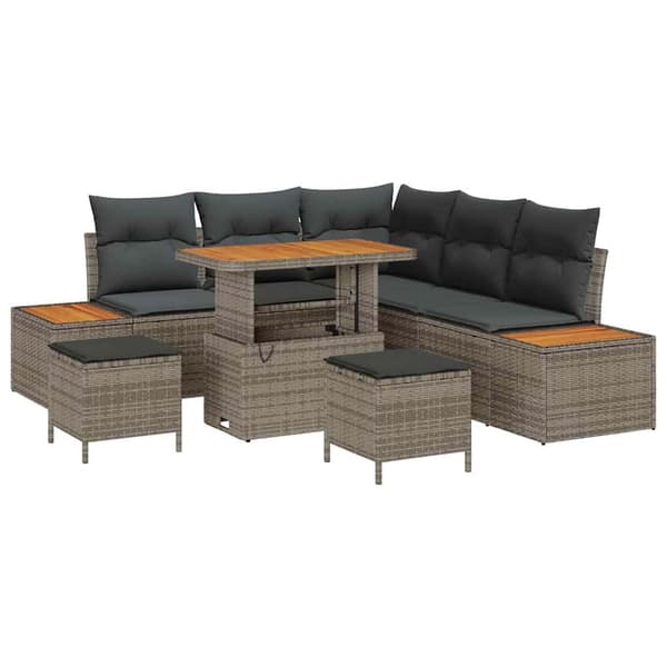 vidaXL Havesofa Sæt 8 pcs Grå polyrattan