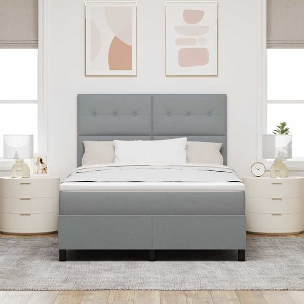 vidaXL Box spring seng med madras Lysegrå 160 x 200 cm Stof