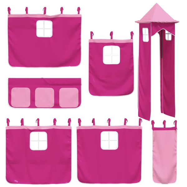 vidaXL gardiner med tårn til højseng polyester pink