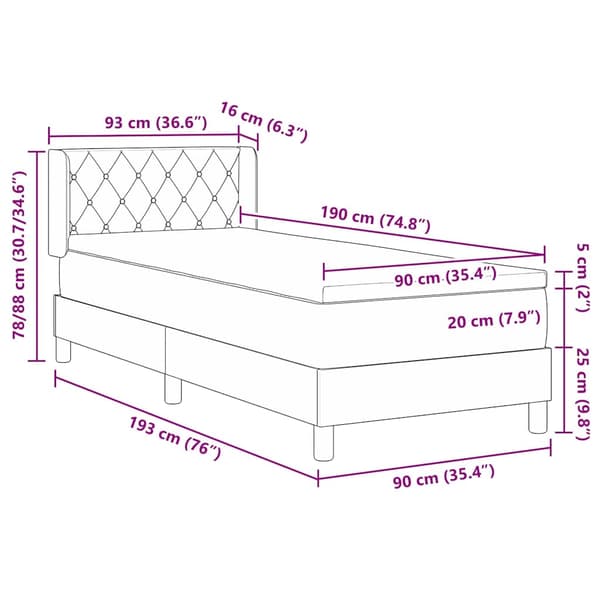 vidaXL Box spring seng med madras Lyserød 190 x 90 cm Polyester