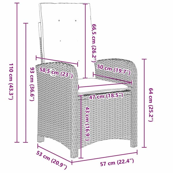 vidaXL Have Spisebordssæt 7 pcs Sort polyrattan