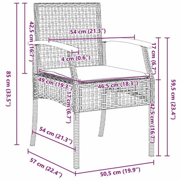 vidaXL Have Spisebordssæt 9 pcs Sort polyrattan