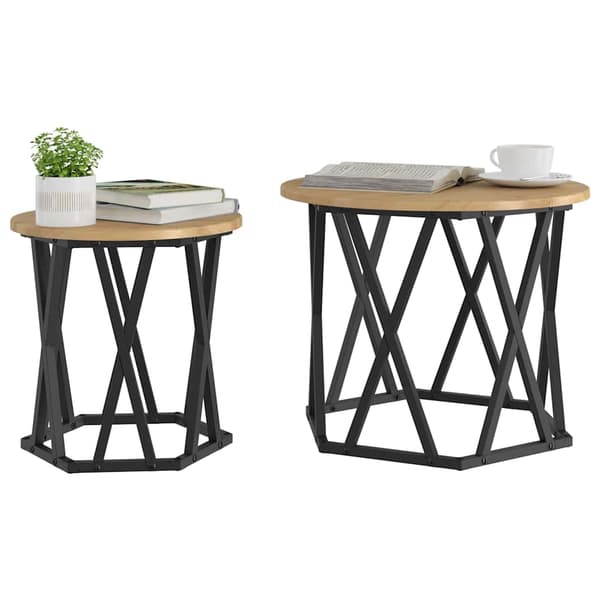 vidaXL Sidebord 2 pcs Artisan Egetræ Ingeniørtræ og stål