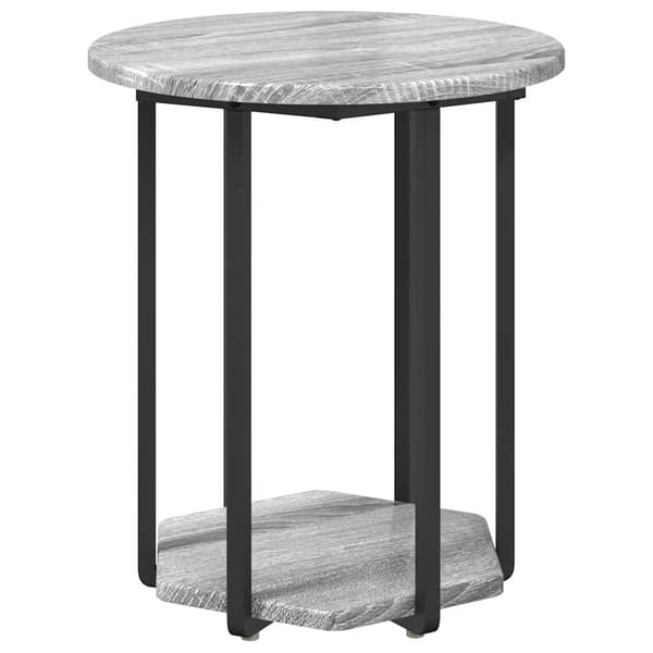 vidaXL Sidebordssæt med hylde 2 pcs Grå