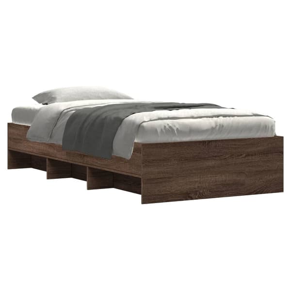 vidaXL sengeramme 75x190 cm konstrueret træ brun egetræsfarve