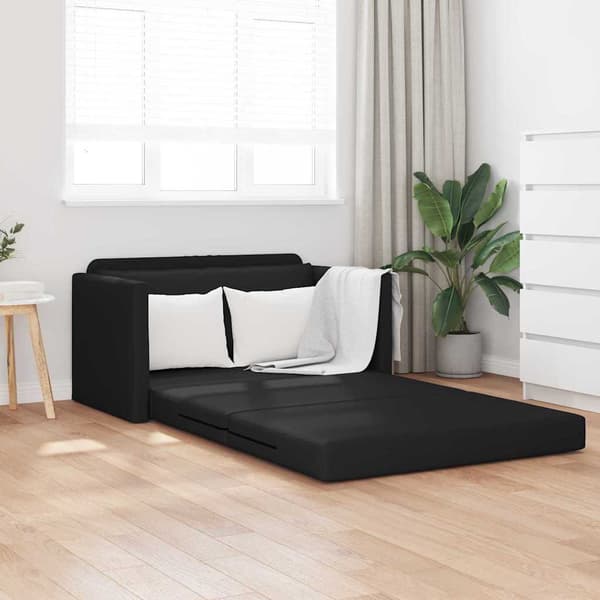 vidaXL Sovesofa 110cm Sort Kunstlæder